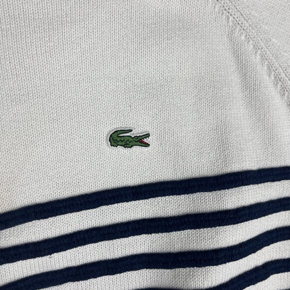Lacoste Live! Preppy Knitted pullover Sweater White / Navy Striped Men Sz 6 Read - Picture 11 of 16